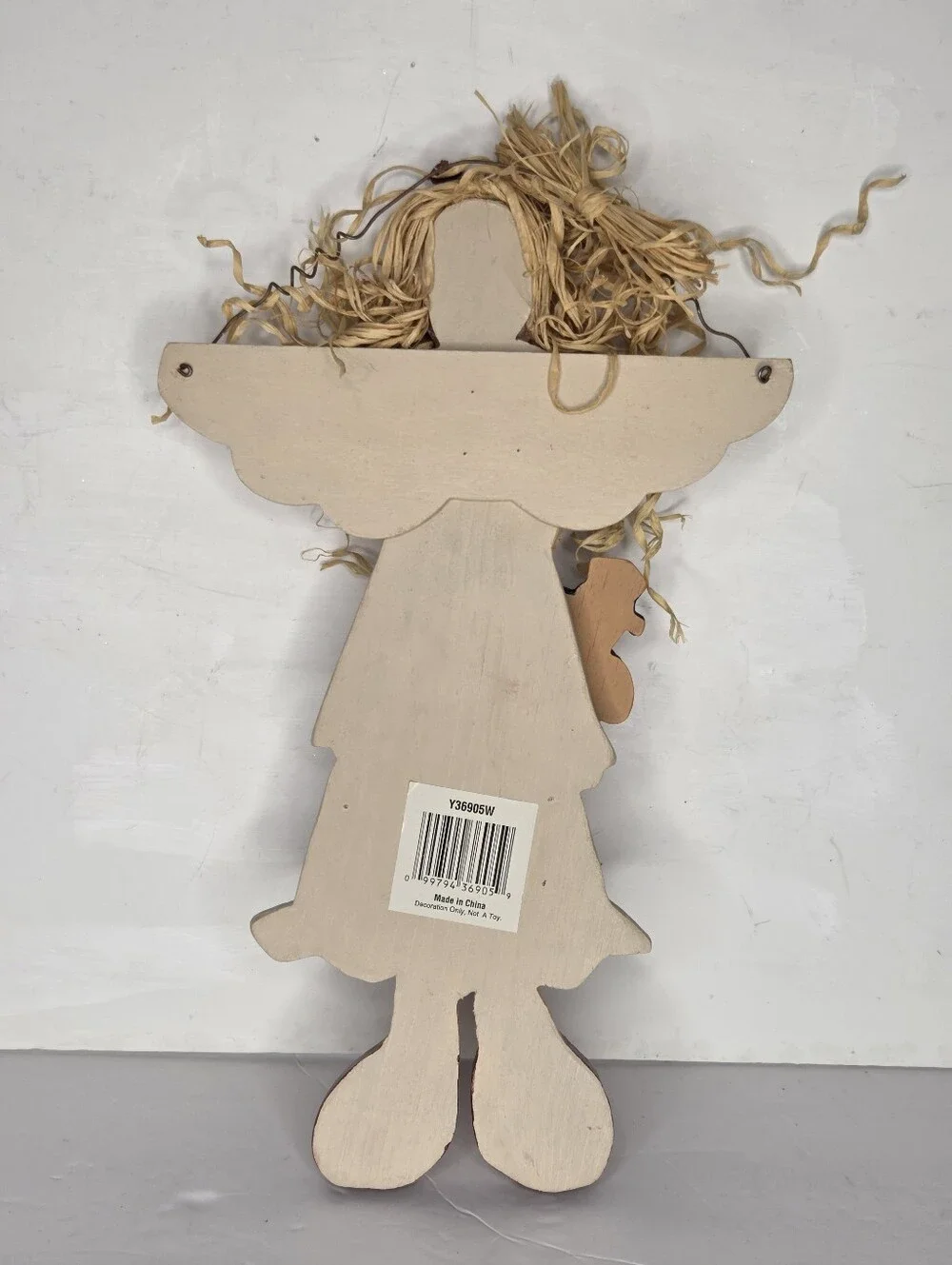 Patriotic Handcrafted Wooden Angel Doll Wall Hanging Bless Our Heroes Military